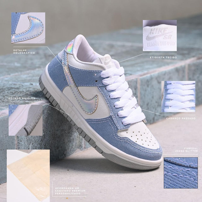 TÊNIS NIKE SB INFANTIL HOLOGRÁFICO AZUL CLARO